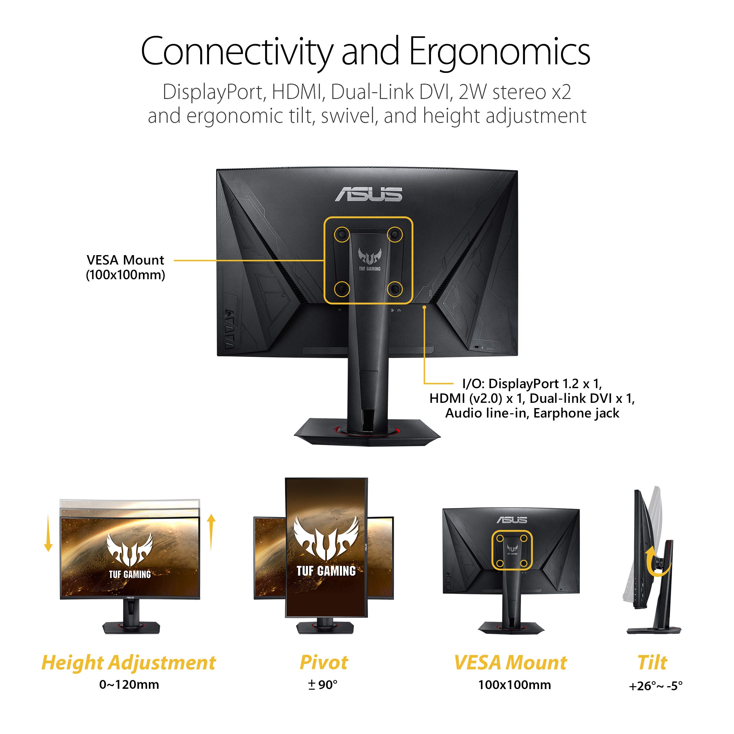 中古】 ☆ASUS TUF Gaming ゲーミングモニター VG27VQ PC周辺機器